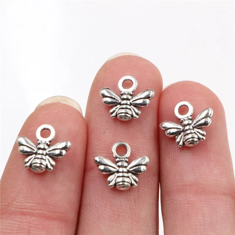 30pcs Bee Charms Jewelry Making Pendants Antique Bronze & Gold Plated DIY Craft