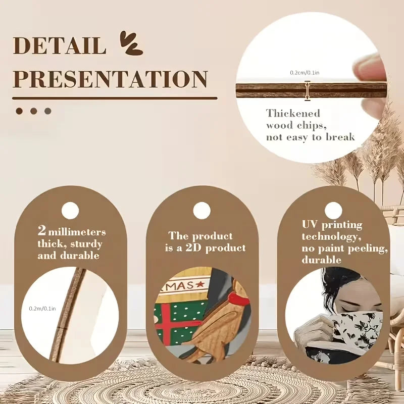 7-Piece Wooden Wall Decor Set with Fork, Cup & Wine Glass Patterns for Kitchen