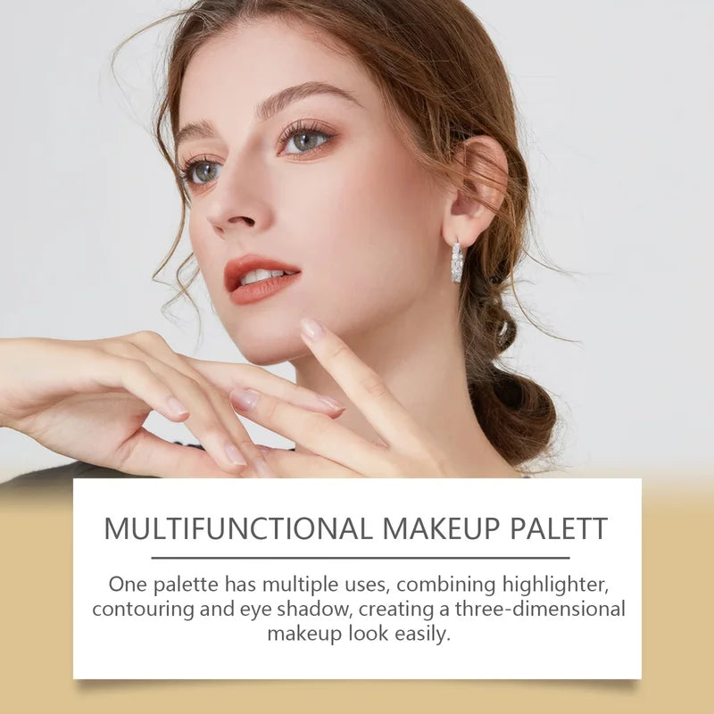 All-in-One Full Face Baked Makeup Palette with Brush - Travel-Ready, Versatile Colors