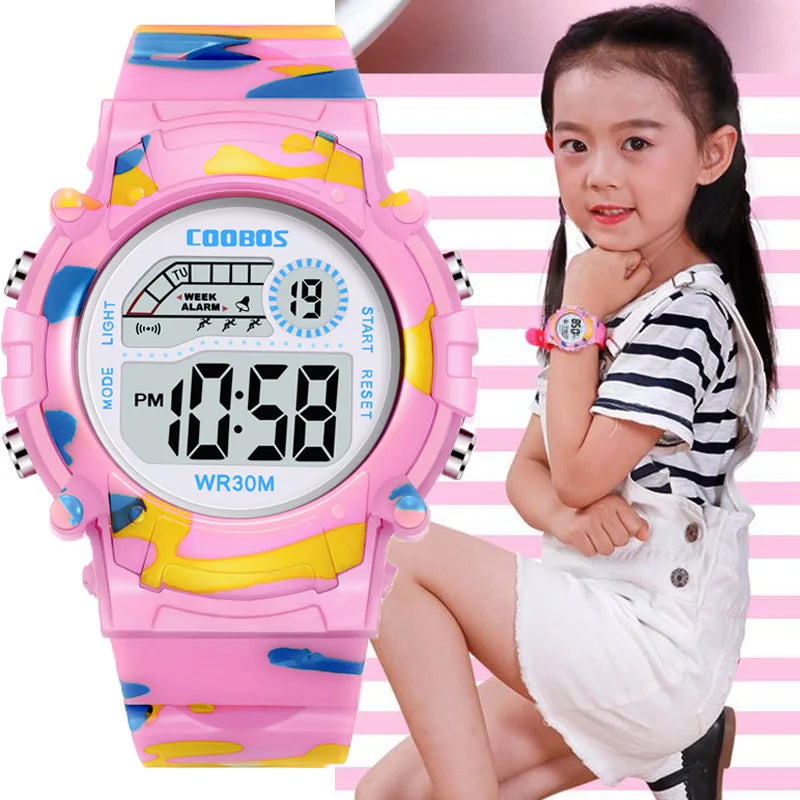 Kids Military Sport Digital Watch Waterproof Luminous Child Boy Girl Alarm Date
