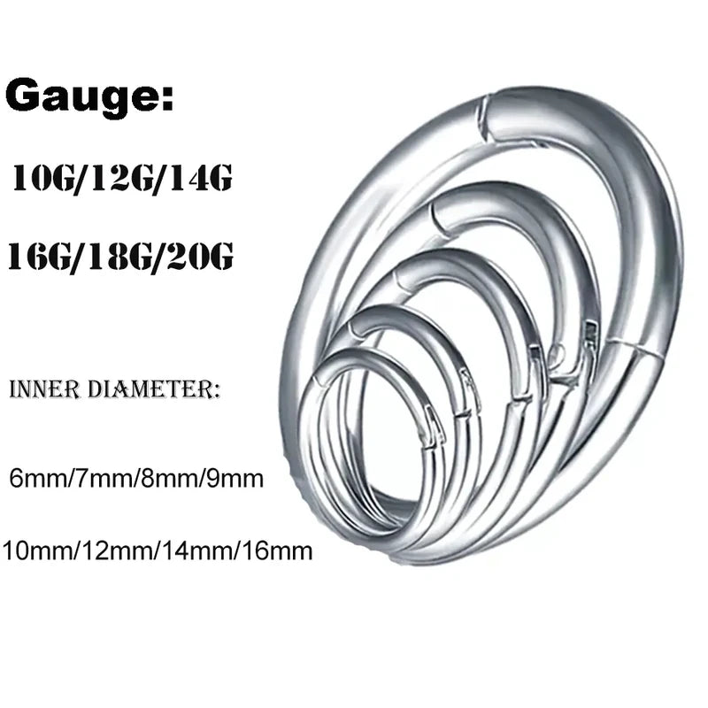 Titanium Septum & Nose Hoop Rings with Hinged Segment - Body Jewelry