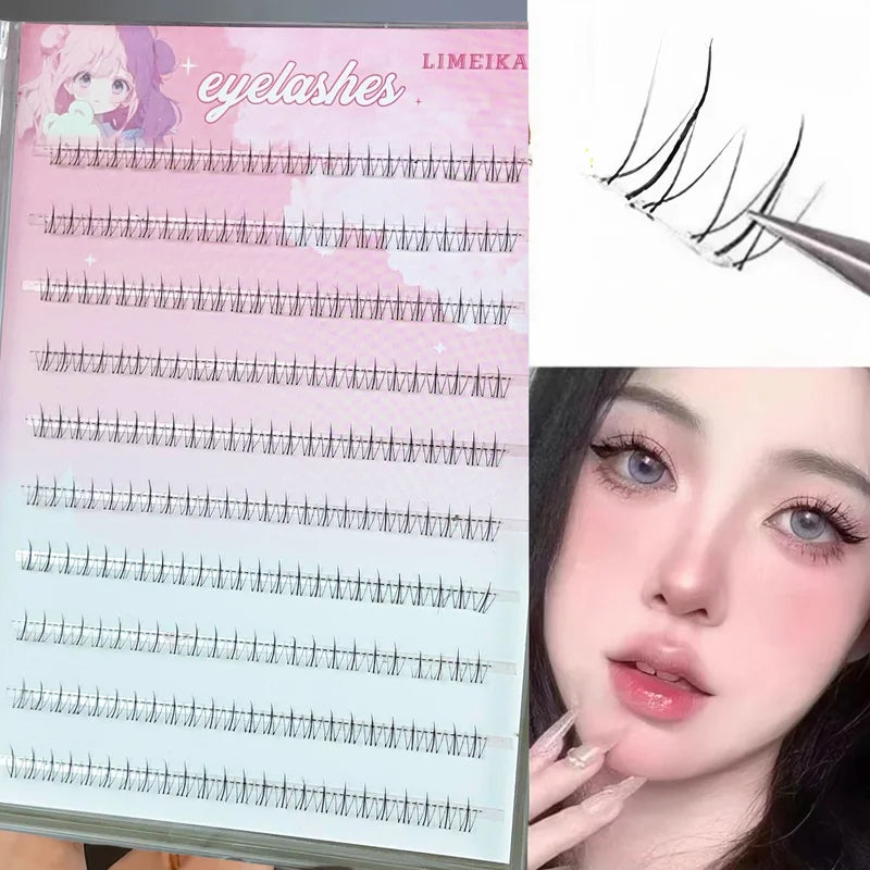 240 Clusters of False Eyelashes, Glue-Free, Natural Look, Soft Segmented Stems