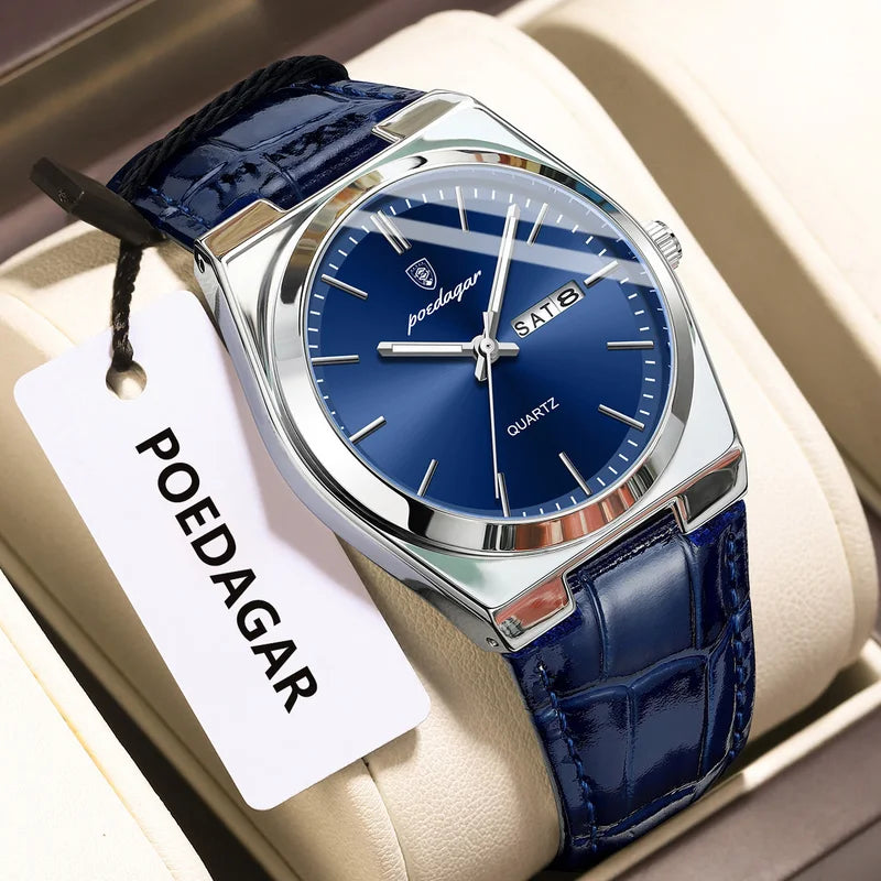 Luxury Waterproof Men’s Quartz Watch with Luminous Date Week Display - Business Style