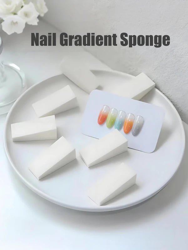High Density Nail Gradient Sponge Set - White & Multi Color, Professional Nail Art Blending Kit