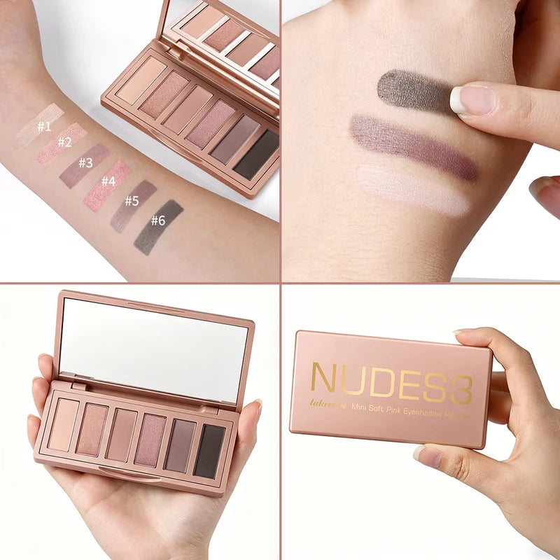 Mini Eyeshadow Palette with Matte & Shimmer Neutral Shades – Long-Lasting, Blendable, Portable Makeup