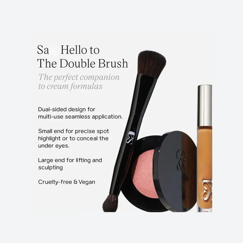 Dual-Ended Makeup Brush for Concealer, Sculpt, and Blush - Soft Synthetic