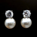 Dainty Pearl Stud Earrings for Women Silver Tone Wedding & Daily Wear Jewelry