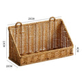 Rustic Wall-Mounted Woven Rattan Basket with Hooks for Bathroom Kitchen Bedroom