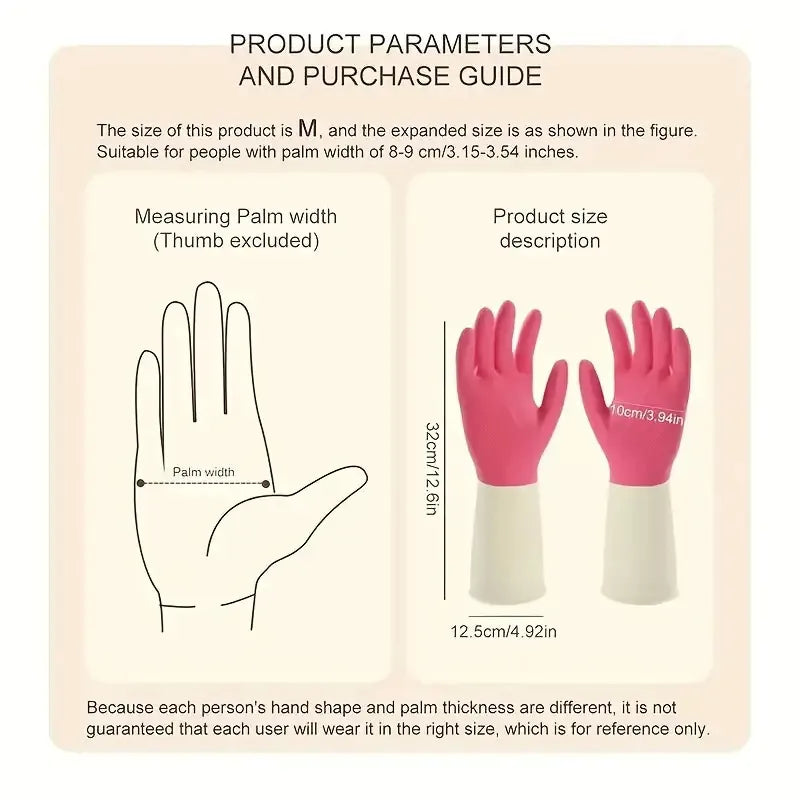 Waterproof Latex Kitchen Gloves - Non-Slip Dishwashing & Cleaning Gloves