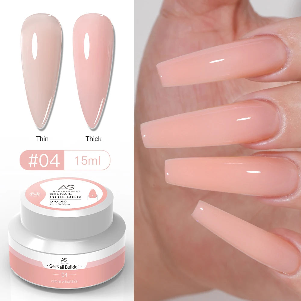 Painless Builder Nail Gel - Self-Leveling UV LED Hard Gel for Nail Extensions and Strengthening