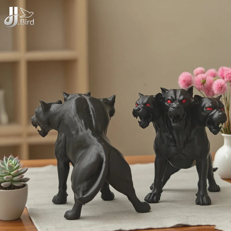 Gothic Three-Headed Dog Statue Ornament Halloween Thanksgiving Decor - Indoor & Outdoor