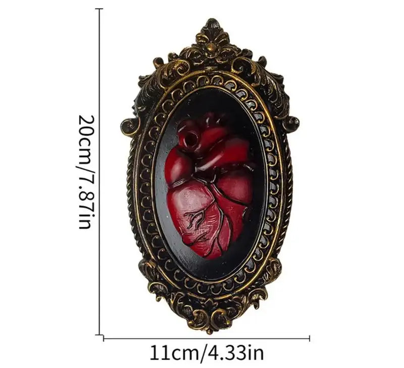 Resin Heart Wall Art Decor Gothic Style Wall Panels for Living Room & Halloween
