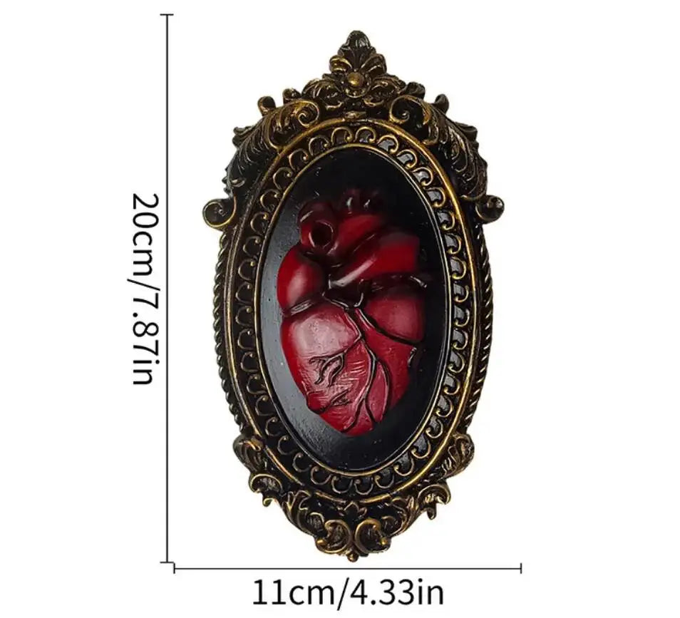 Resin Heart Wall Art Decor Gothic Style Wall Panels for Living Room & Halloween