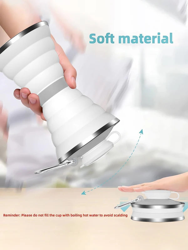 500ML Collapsible Silicone Water Bottle Leak Proof Travel Drinking Cup - Portable & Reusable