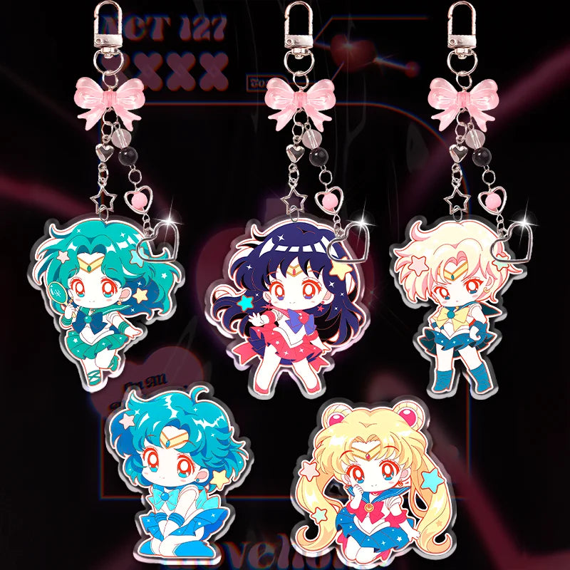 Sailor Moon Acrylic Keychain Set - Character Charm Pendant Accessories