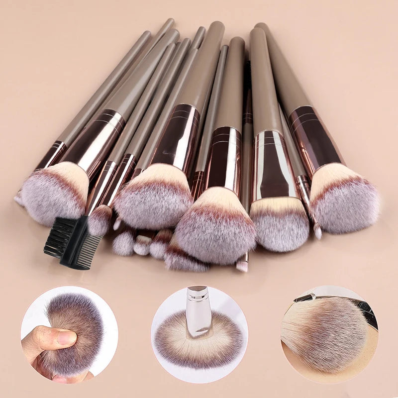 Professional Makeup Brush Set 3-20 Pcs - Cosmetic Tools for Face & Eyes