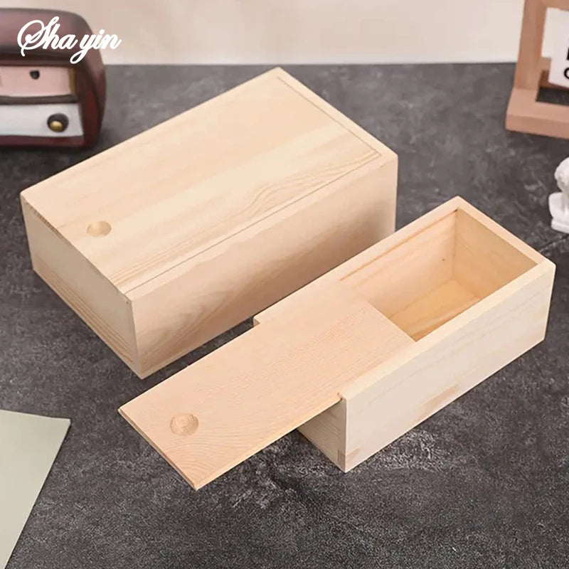 Wooden Pull-Out Jewelry Storage Box with Natural Pine Finish