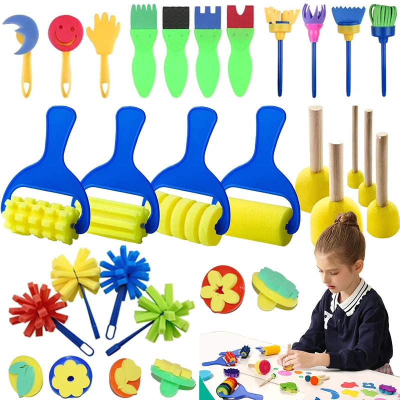 Painting Sponge Brush Set for Art & Craft Projects - Multi Colors