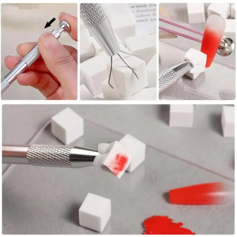 Gradient Nail Art Sponge Brush Set for DIY Manicure Glitter Powder 100pcs