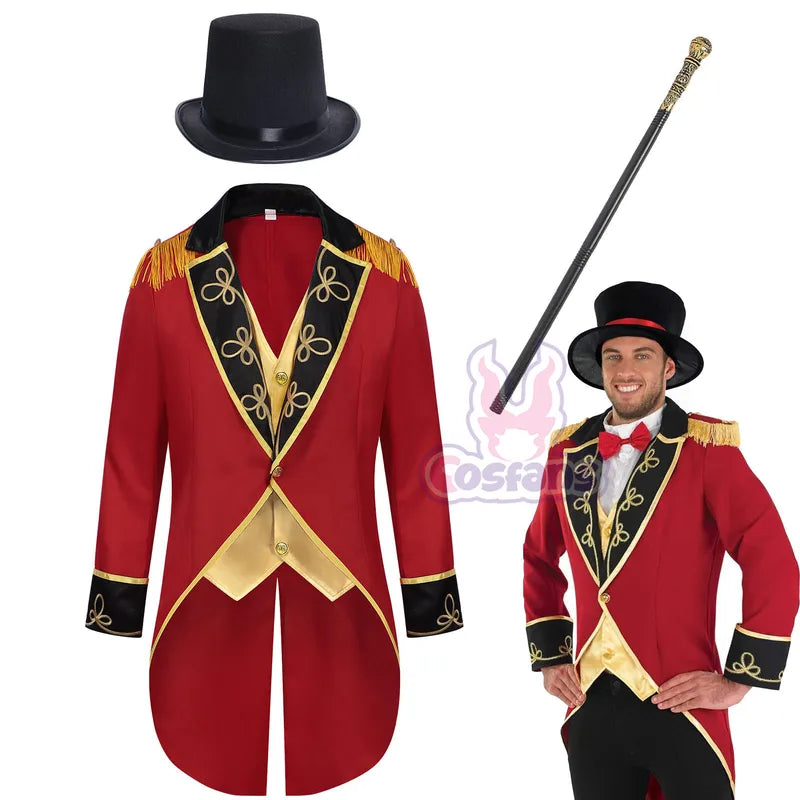 Circus Performance Costume Set for Men with Stand Collar Punk Style Cosplay