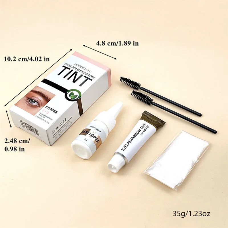 Professional Eyelash and Eyebrow Tint Kit - Fast 15-Minute Semi-Permanent Dye Gel