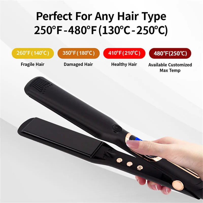 Professional High-Temperature Hair Flat Iron & Curling Iron - Dual Voltage, Keratin Treatment Ready
