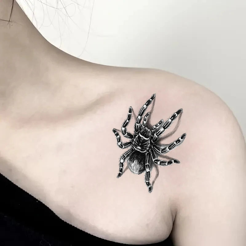 Halloween Spider Temporary Tattoo Stickers Waterproof Fake Scary Body Face Arm Makeup 8 Patterns
