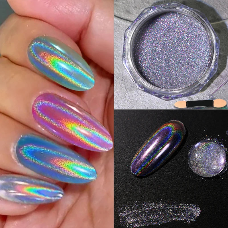 Mirror Nail Glitter Set - Ultra Fine Sparkly Holographic Metallic Powder