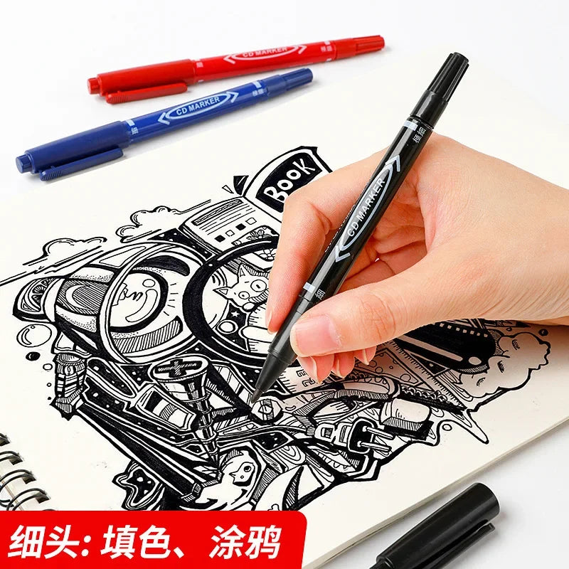 Permanent Paint Marker Pen for Plastic Wood Metal Glass - Double Tip Art Ink