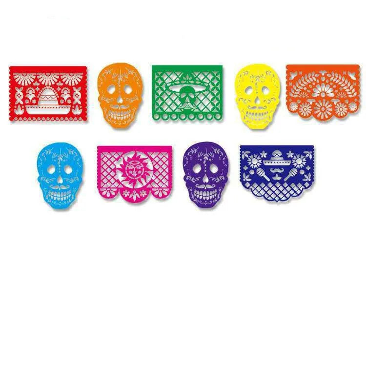 Mexican Theme Party Banner Felt Flags for Day of The Dead & Birthdays