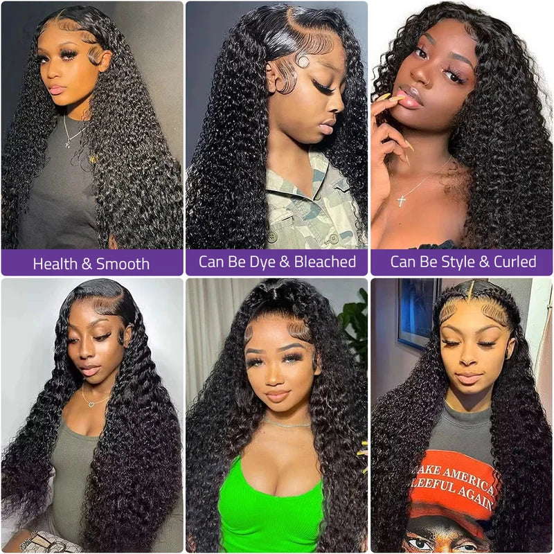Deep Wave HD Lace Frontal Human Hair Wig 200 Density Water Curly Full Lace Wigs for Women