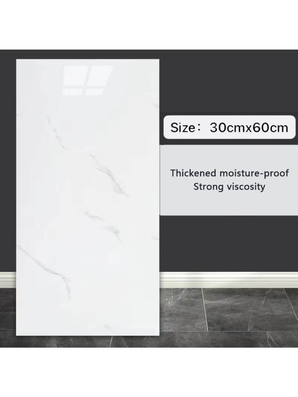 Self-Adhesive Marble Tile Stickers - Waterproof PVC Peel-and-Stick Wall & Floor Tiles