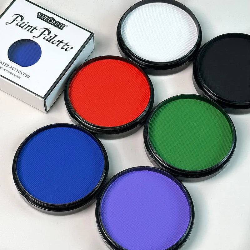 Water-Activated Face & Body Paint Palette - 6 Colors, Safe, Non-Toxic, Makeup for Halloween & Artistic Body Art