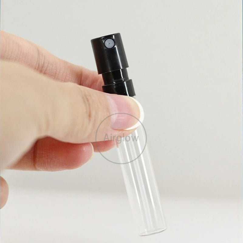 Mini Glass Perfume Spray Bottles Set - Travel Size Refillable Vials, Black & White
