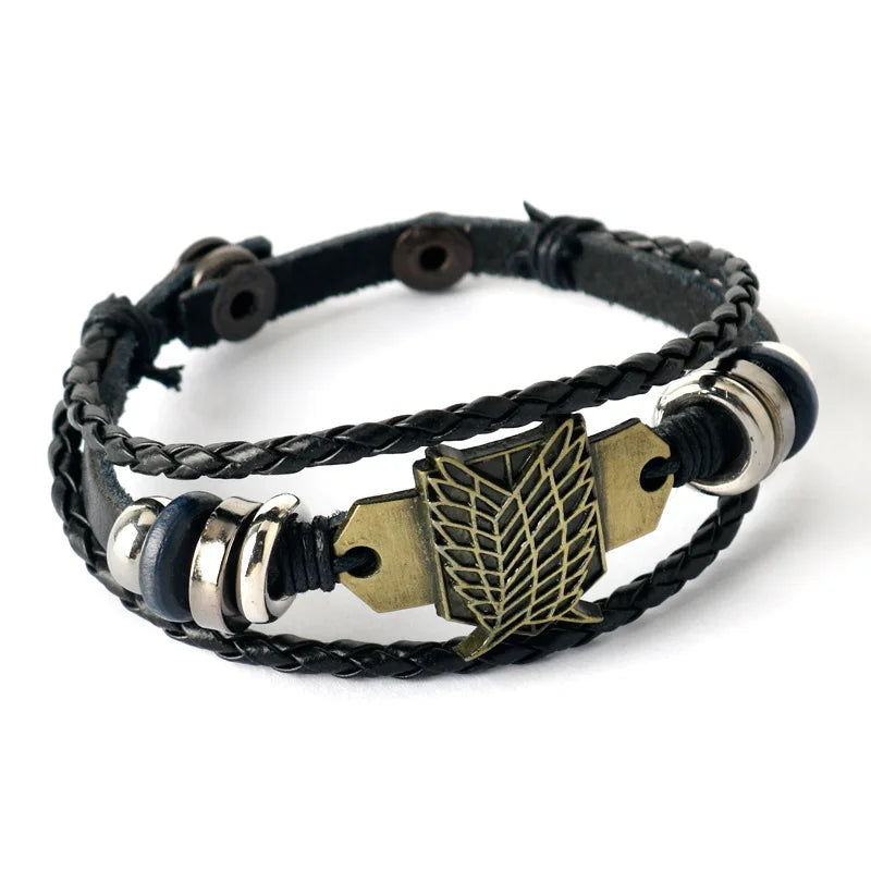 Attack on Titan Investigation Corps Logo Leather Bracelet - Unisex Handpiece