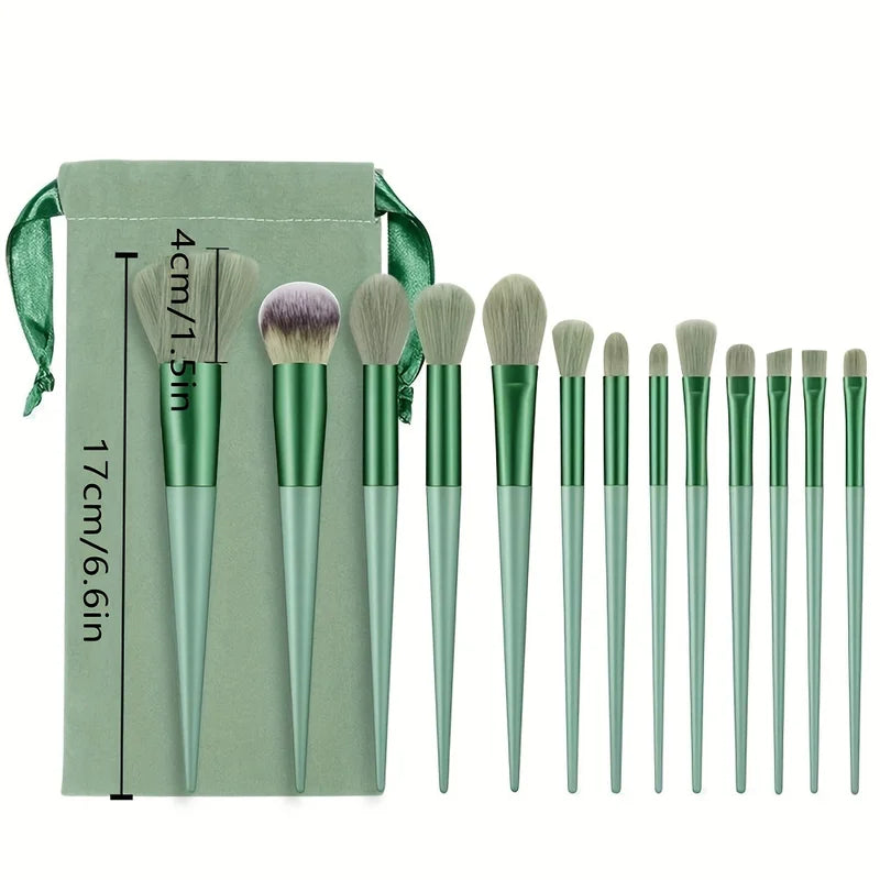 13-Piece Portable Makeup Brush Set with Storage Bag - Super Soft & Travel-Friendly