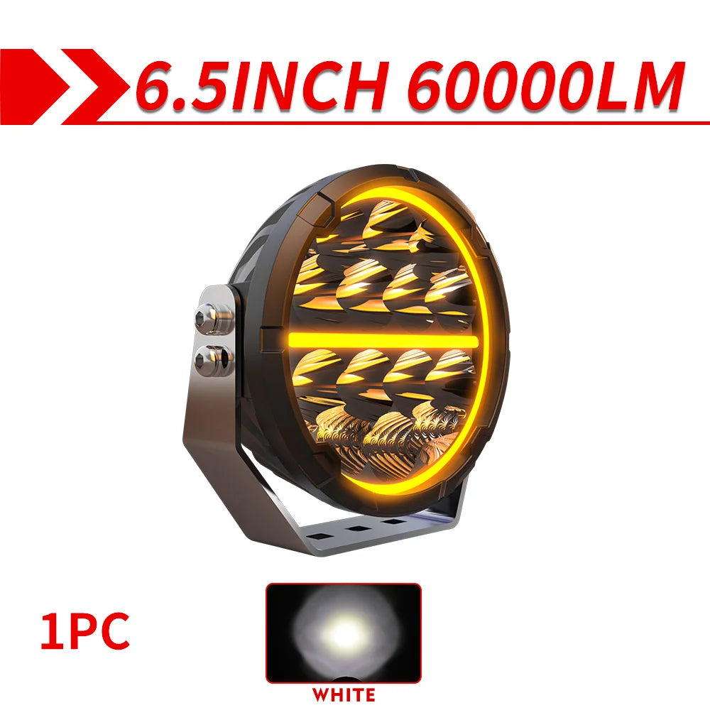 Offroad LED Driving Lights 6.5 Inch Spot Flood Combo 60000LM Waterproof Work Pods