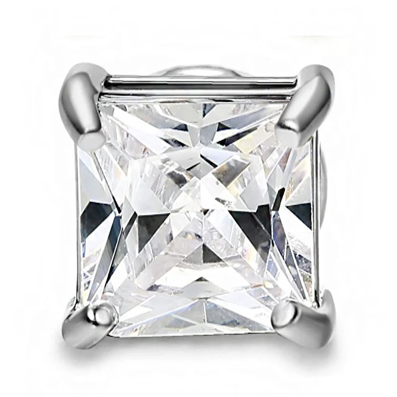 Magnetic Non Piercing Ear Stud Clip Earrings for Men Women - Zircon Round