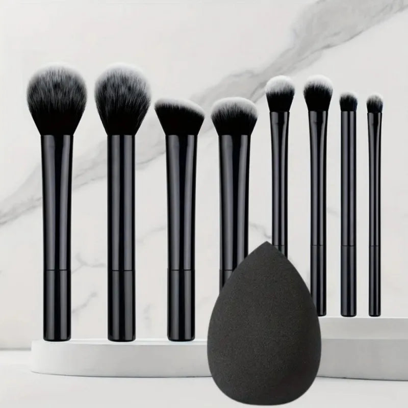 Multifunctional Makeup Brush Set with Beauty Egg - Soft Nylon Bristles, All Skin Types