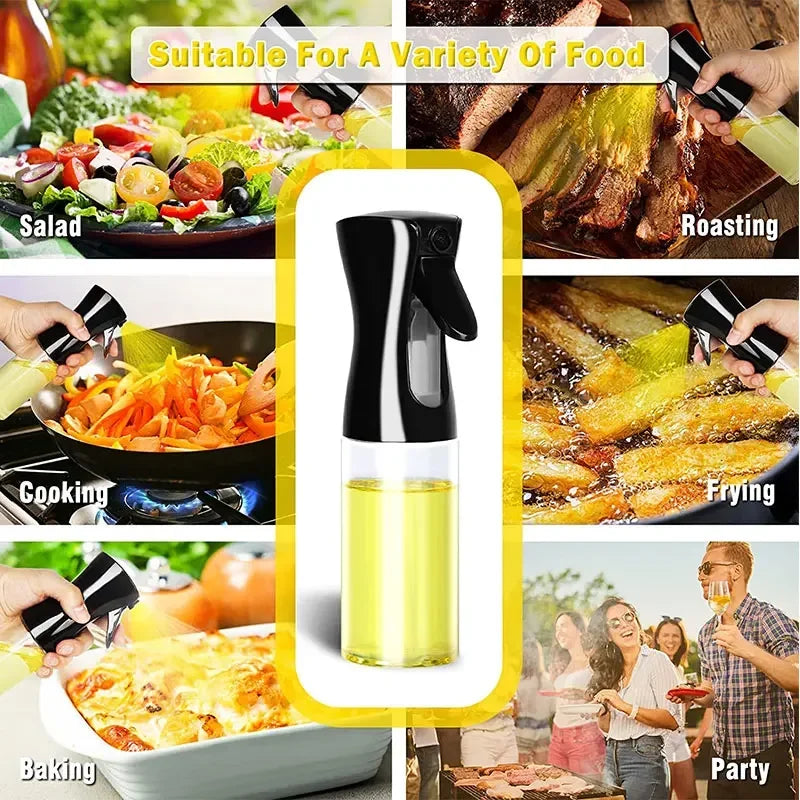 Reusable Oil Spray Bottle with Mist Nozzle - Food Grade Plastic Kitchen Dispenser, 200/300/500ml
