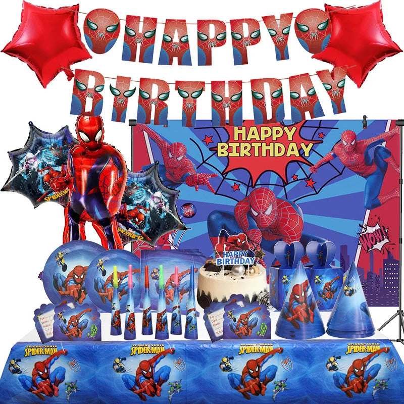 SpideyMan Birthday Party Balloons Kit - Latex, Foil & Number Balloon Set for Kids