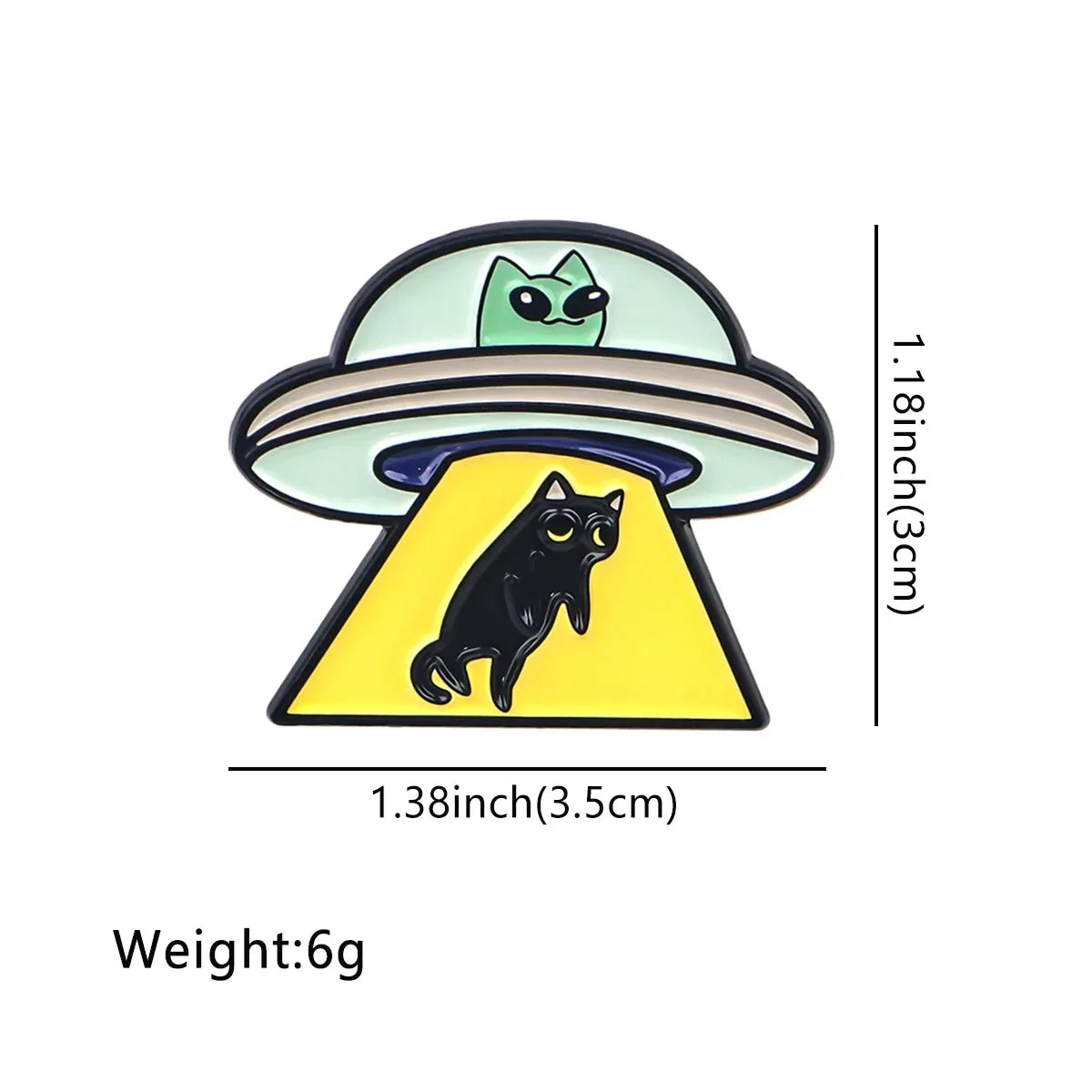 UFO Alien Enamel Pin for Backpack & Clothing Accessories - Black Cat Badge