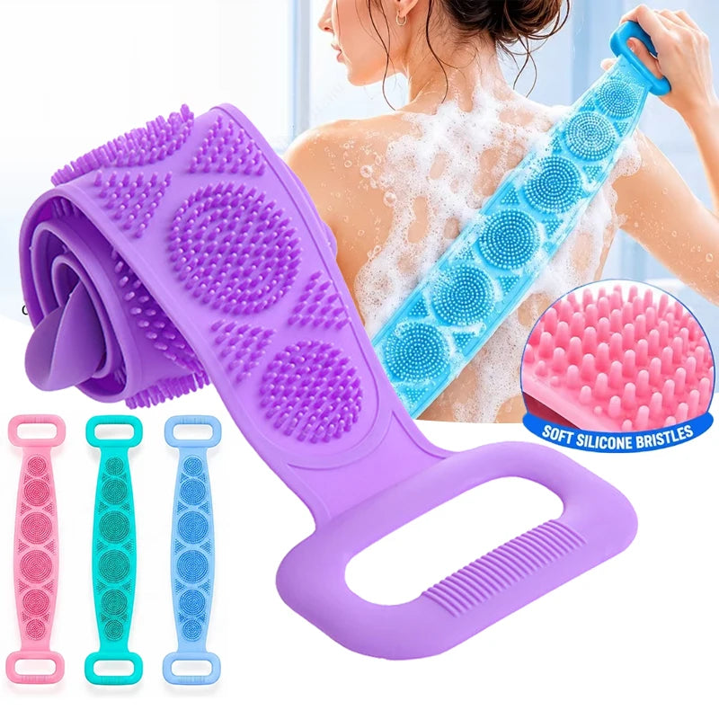 Silicone Back Massage & Exfoliating Bath Sponge - Shower Body Scrubber