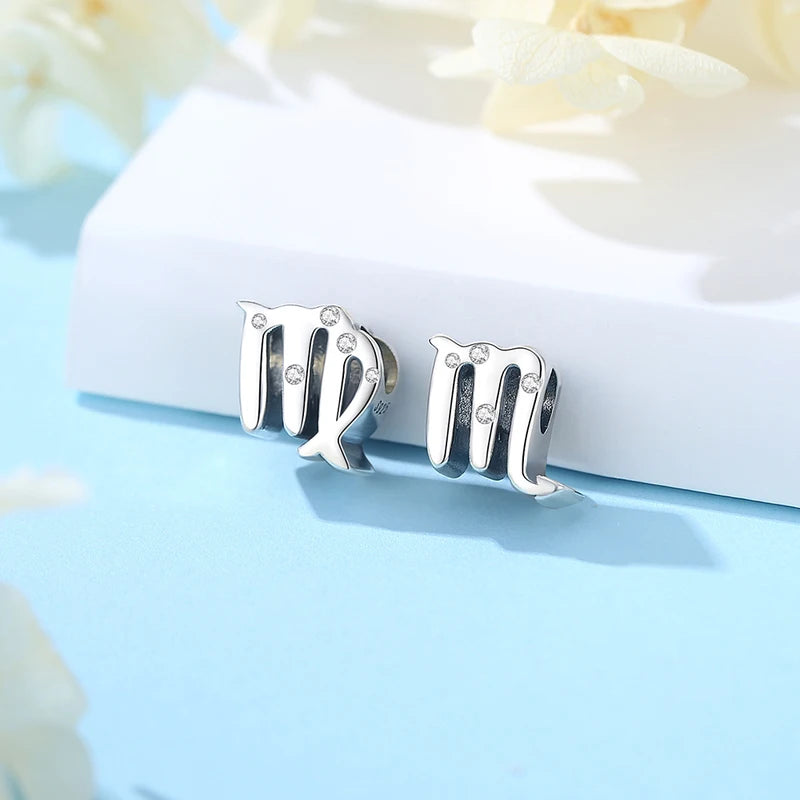 925 Sterling Silver Zodiac Charms Beads for Bracelets and Necklaces