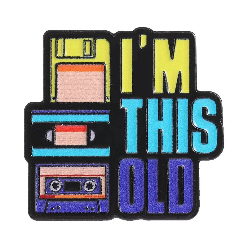 Vintage Digital Disk CD Cassette Enamel Pin 90s Retro Brooch Jewelry