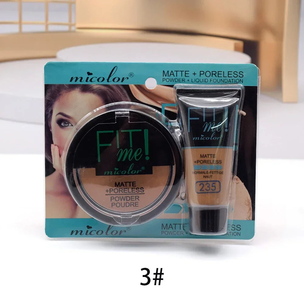2-in-1 Dark Skin Liquid Foundation Set for Women - Waterproof Concealer & Oil Control Cream