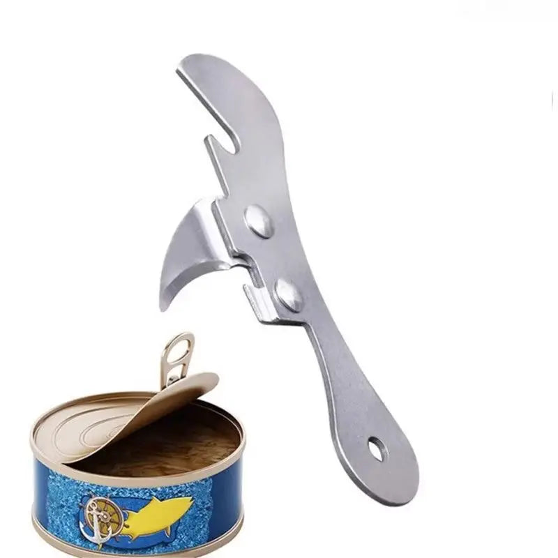 Stainless Steel Can Opener - Manual Jar and Tin Opener with Safety Side Cut