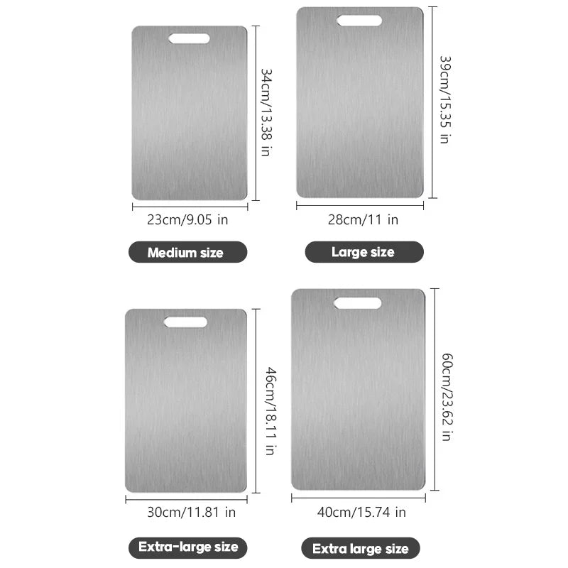 Double-Sided Food Grade Titanium & Stainless Steel Cutting Board - Green, Blue, White, Red