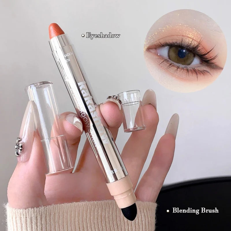 Double-Ended Eyeshadow Glitter Highlighter Pens with Brush Set - Brightening & Matte Finish