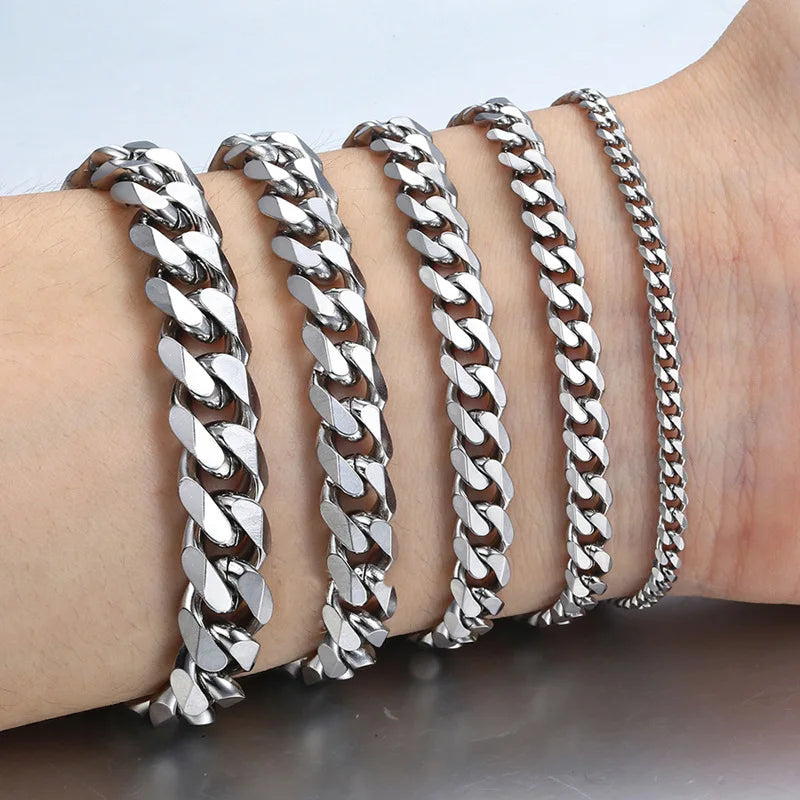 Trendy Men’s Cuban Chain Bracelet Stainless Steel Jewelry Gift for Men Women